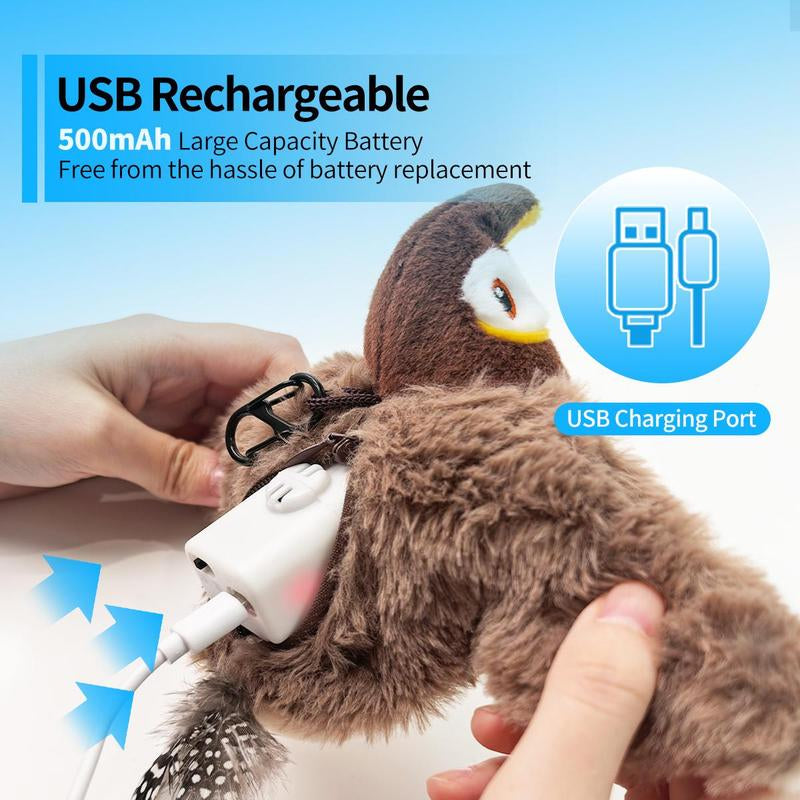 Electric Bird Design Cat Teaser Toy, Rechargeable Lifelike Flapping Bird with Plush Cover, Interactive Cat Toy, Pet Supplies for Indoor and Outdoor Playing