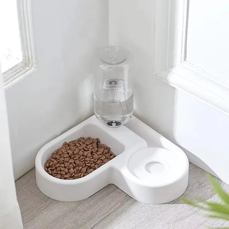 Automatic Drinking Love Pet Bowl Moisture-Proof Cat Bowl Dog Basin Dual-Use Multi-Functional Drinking and Feeding